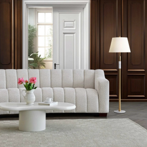 Aluxo Astoria 3 Seater Sofa in Oatmeal Boucle Fabric - Image 1