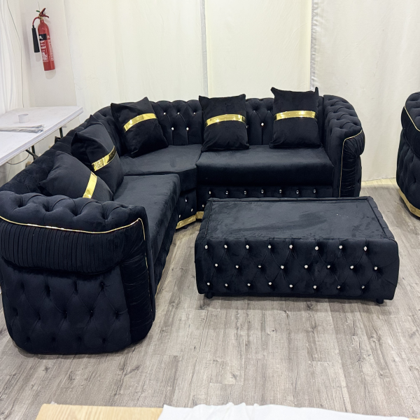 Khalifa Chesterfield 6 Seater Black Colour